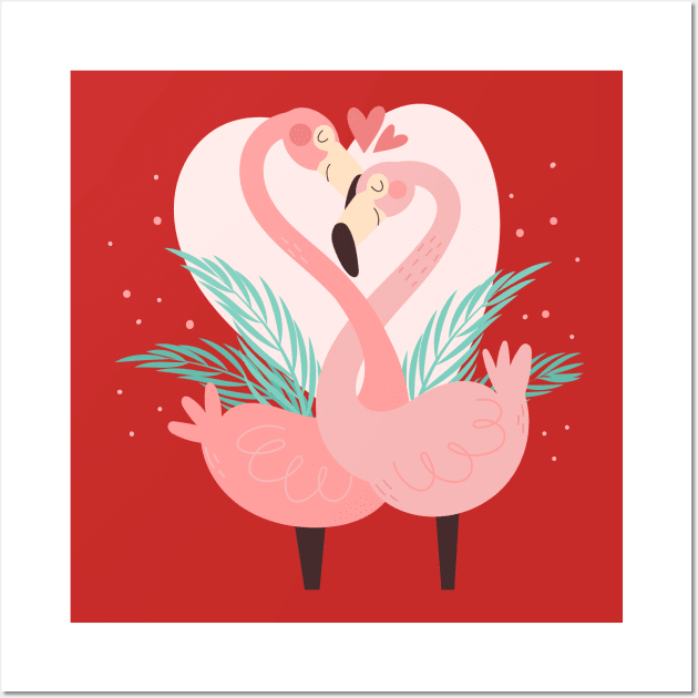 Flamingos Love Wall Art by Mako Design 